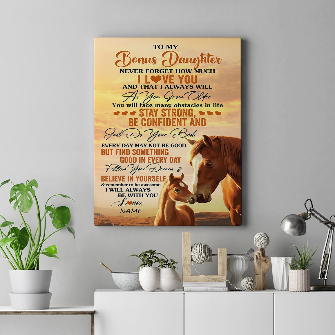 Personalized To My Bonus Daughter I Love You Forever Canvas From Stepmom Dad Horse Stepdaughter Birthday Gifts Graduation Christmas Custom Wall Art Print Framed Canvas | teecentury