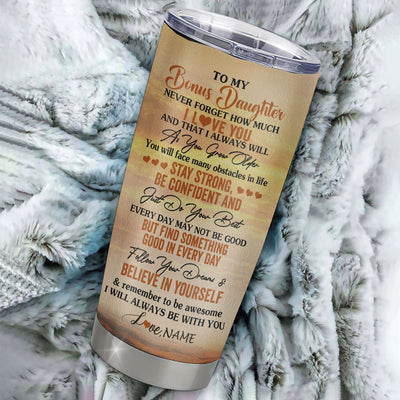 Personalized To My Bonus Daughter I Love You Forever Tumbler From Stepmom Dad Stainless Steel Cup Horse Stepdaughter Birthday Gifts Christmas Custom Travel Mug | teecentury