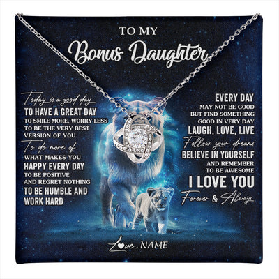 Love Knot Necklace 14K White Gold Finish | 1 | Personalized To My Bonus Daughter Lion Necklace From Stepmom Today Is A Good Day Stepdaughter Gifts Birthday Jewelry Christmas Customized Gift Box Message Card | teecentury