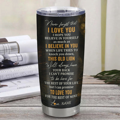 Personalized To My Bonus Daughter Lion Tumbler From Stepmom Never Forget That I Love You Stepdaughter Birthday Gifts Christmas Custom Stainless Steel Cup Travel Mug | teecentury