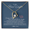 Forever Love Necklace 18K Yellow Gold Finish | Personalized To My Bonus Daughter Necklace From Mom Dad We Are Family Forever Jewelry Step Daughter Pendant Birthday Christmas Customized Gift Box Message Card | teecentury