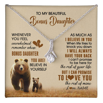 Alluring Beauty Necklace 14K White Gold Finish | 1 | Personalized To My Bonus Daughter Necklace From StepMom Dad Whenever You Feel Bear Stepdaughter Birthday Gifts Gifts Christmas Customized Gift Box Message Card | teecentury