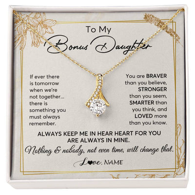 Alluring Beauty Necklace 18K Yellow Gold Finish | 1 | Personalized To My Bonus Daughter Necklace From Step Mom Always Keep Me In Your Heart Step Daughter Birthday Christmas Customized Gift Box Message Card | teecentury