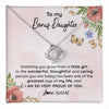 Love Knot Necklace 14K White Gold Finish | 1 | Personalized To My Bonus Daughter Necklace From Step Mom Watching You Grow Stepddaughter Birthday Gifts Jewelry Christmas Customized Gift Box Message Card | teecentury