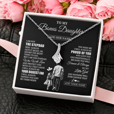 Alluring Beauty Necklace 14K White Gold Finish | 2 | Personalized To My Bonus Daughter Necklace From Stepdad Biggest Fan Birthday Gifts For Stepdaughter From Stepfather Christmas Custom Gift Box Message Card | teecentury.myshopify