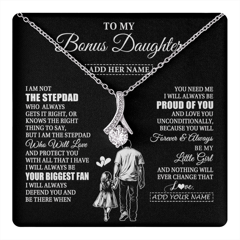 Alluring Beauty Necklace 14K White Gold Finish | 1 | Personalized To My Bonus Daughter Necklace From Stepdad Biggest Fan Birthday Gifts For Stepdaughter From Stepfather Christmas Custom Gift Box Message Card | teecentury.myshopify