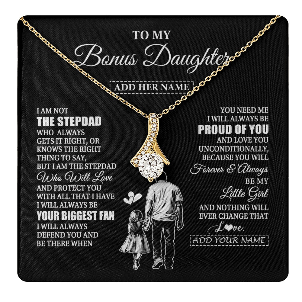 Alluring Beauty Necklace 18K Yellow Gold Finish | 1 | Personalized To My Bonus Daughter Necklace From Stepdad Biggest Fan Birthday Gifts For Stepdaughter From Stepfather Christmas Custom Gift Box Message Card | teecentury.myshopify