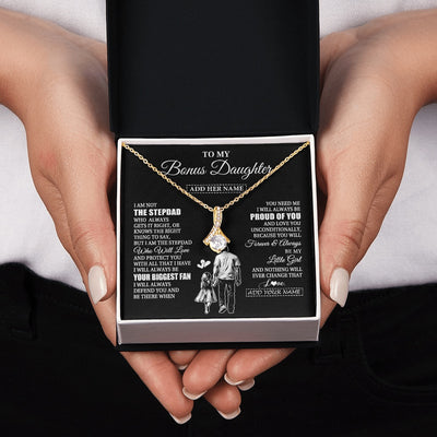Alluring Beauty Necklace 18K Yellow Gold Finish | 2 | Personalized To My Bonus Daughter Necklace From Stepdad Biggest Fan Birthday Gifts For Stepdaughter From Stepfather Christmas Custom Gift Box Message Card | teecentury.myshopify