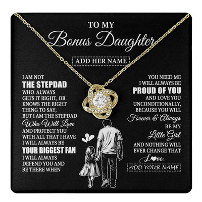 Love Knot Necklace 18K Yellow Gold Finish | 1 | Personalized To My Bonus Daughter Necklace From Stepdad Biggest Fan Birthday Gifts For Stepdaughter From Stepfather Christmas Custom Gift Box Message Card | teecentury.myshopify