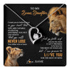 Forever Love Necklace 14K White Gold Finish | 1 | Personalized To My Bonus Daughter Necklace From Stepdad Dad You Will Never Lose Lion Stepdaughter Birthday Gifts Christmas Customized Gift Box Message Card | teecentury