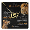 Interlocking Hearts Necklace 18K Yellow Gold Finish | 1 | Personalized To My Bonus Daughter Necklace From Stepdad Dad You Will Never Lose Lion Stepdaughter Birthday Gifts Christmas Customized Gift Box Message Card | teecentury