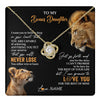 Love Knot Necklace 18K Yellow Gold Finish | 1 | Personalized To My Bonus Daughter Necklace From Stepdad Dad You Will Never Lose Lion Stepdaughter Birthday Gifts Christmas Customized Gift Box Message Card | teecentury