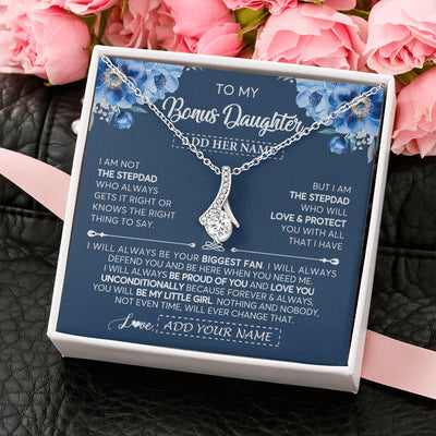 Alluring Beauty Necklace 14K White Gold Finish | 2 | Personalized To My Bonus Daughter Necklace From Stepdad Proud Of You Birthday Gifts For Stepdaughter Jewelry Gifts Christmas Custom Gift Box Message Card | https://teecentury.