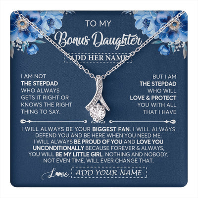 Alluring Beauty Necklace 14K White Gold Finish | 1 | Personalized To My Bonus Daughter Necklace From Stepdad Proud Of You Birthday Gifts For Stepdaughter Jewelry Gifts Christmas Custom Gift Box Message Card | https://teecentury.