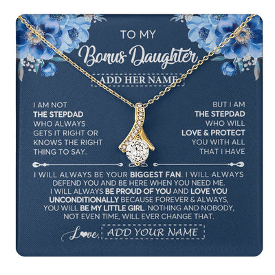 Alluring Beauty Necklace 18K Yellow Gold Finish | 1 | Personalized To My Bonus Daughter Necklace From Stepdad Proud Of You Birthday Gifts For Stepdaughter Jewelry Gifts Christmas Custom Gift Box Message Card | https://teecentury.