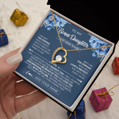 Forever Love Necklace 18K Yellow Gold Finish | 2 | Personalized To My Bonus Daughter Necklace From Stepdad Proud Of You Birthday Gifts For Stepdaughter Jewelry Gifts Christmas Custom Gift Box Message Card | https://teecentury.
