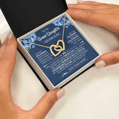 Interlocking Hearts Necklace 18K Yellow Gold Finish | 2 | Personalized To My Bonus Daughter Necklace From Stepdad Proud Of You Birthday Gifts For Stepdaughter Jewelry Gifts Christmas Custom Gift Box Message Card | https://teecentury.