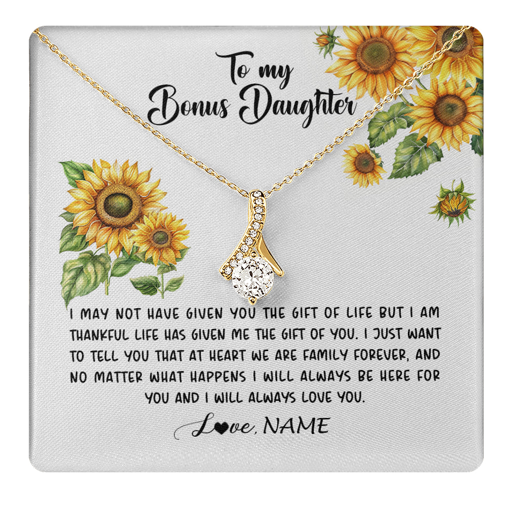 Alluring Beauty Necklace 18K Yellow Gold Finish | 1 | Personalized To My Bonus Daughter Necklace From Stepdad Stepmom Sunflower Unbiological Daughter Stepdaughter On Her Birthday Gifts Christmas Message Card | teecentury
