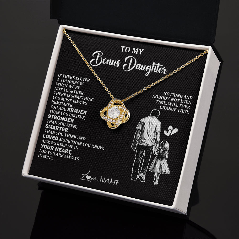 Love Knot Necklace 18K Yellow Gold Finish | 2 | Personalized To My Bonus Daughter Necklace From Stepdad You Are Always In Mine Beautiful Stepddaughter Birthday Graduation Christmas With Gift Box Message Card | teecentury