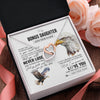 Interlocking Hearts Necklace Stainless Steel & Rose Gold Finish | 2 | Personalized To My Bonus Daughter Necklace From Stepdad You Will Never Lose Eagle Stepdaughter Birthday Gifts Graduation Christmas Gift Box Message Card | teecentury