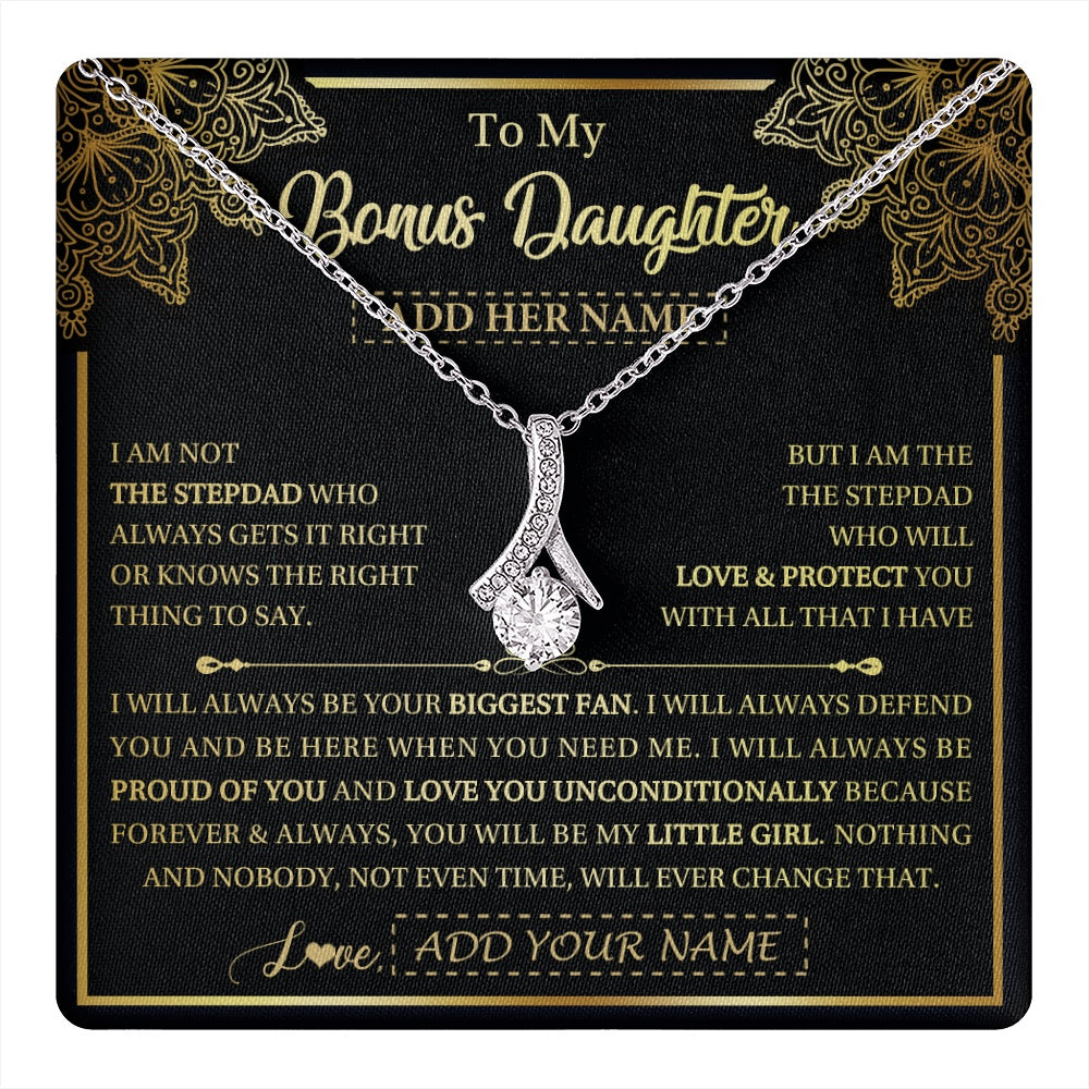 Alluring Beauty Necklace 14K White Gold Finish | 1 | Personalized To My Bonus Daughter Necklace From Stepdad Your Biggest Fan Birthday Gifts For Stepdaughter Gifts Christmas Jewelry Custom Gift Box Message Card | teecentury.myshopify