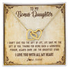 Interlocking Hearts Necklace 18K Yellow Gold Finish | 1 | Personalized To My Bonus Daughter Necklace From Stepmom Stepdad I Love You With All My Heart Stepdaughter Birthday Christmas Customized Gift Box Message Card | teecentury