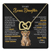 Interlocking Hearts Necklace 18K Yellow Gold Finish | 1 | Personalized To My Bonus Daughter Necklace From Stepmom Stepdad Never Feel You Are Alone Lion Birthday Gift Stepddaughter Christmas Gift Box Message Card | teecentury