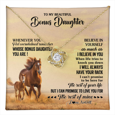 Love Knot Necklace 18K Yellow Gold Finish | 1 | Personalized To My Bonus Daughter Necklace From Stepmom Whenever You Feel Horse Stepddaughter Birthday Jewelry Christmas Customized Gift Box Message Card | teecentury