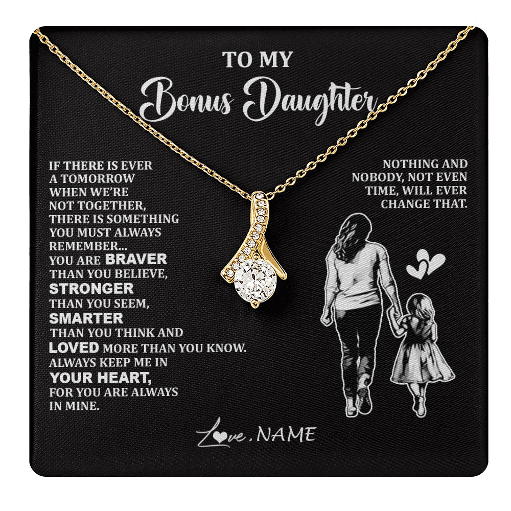 Alluring Beauty Necklace 18K Yellow Gold Finish | 1 | Personalized To My Bonus Daughter Necklace From Stepmom You Are Always In Mine Beautiful Stepddaughter Birthday Graduation Christmas With Gift Box Message Card | teecentury