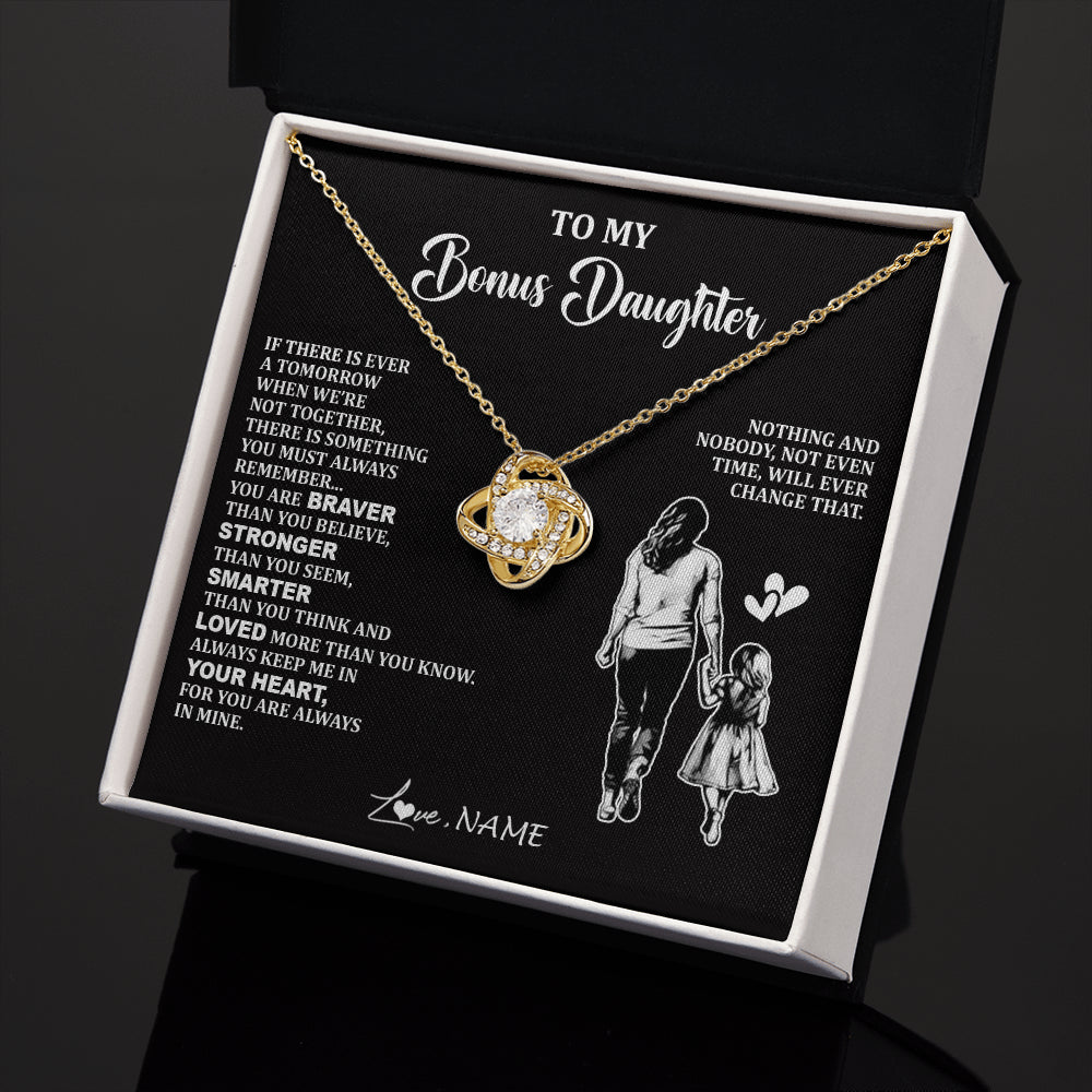Love Knot Necklace 18K Yellow Gold Finish | 2 | Personalized To My Bonus Daughter Necklace From Stepmom You Are Always In Mine Beautiful Stepddaughter Birthday Graduation Christmas With Gift Box Message Card | teecentury