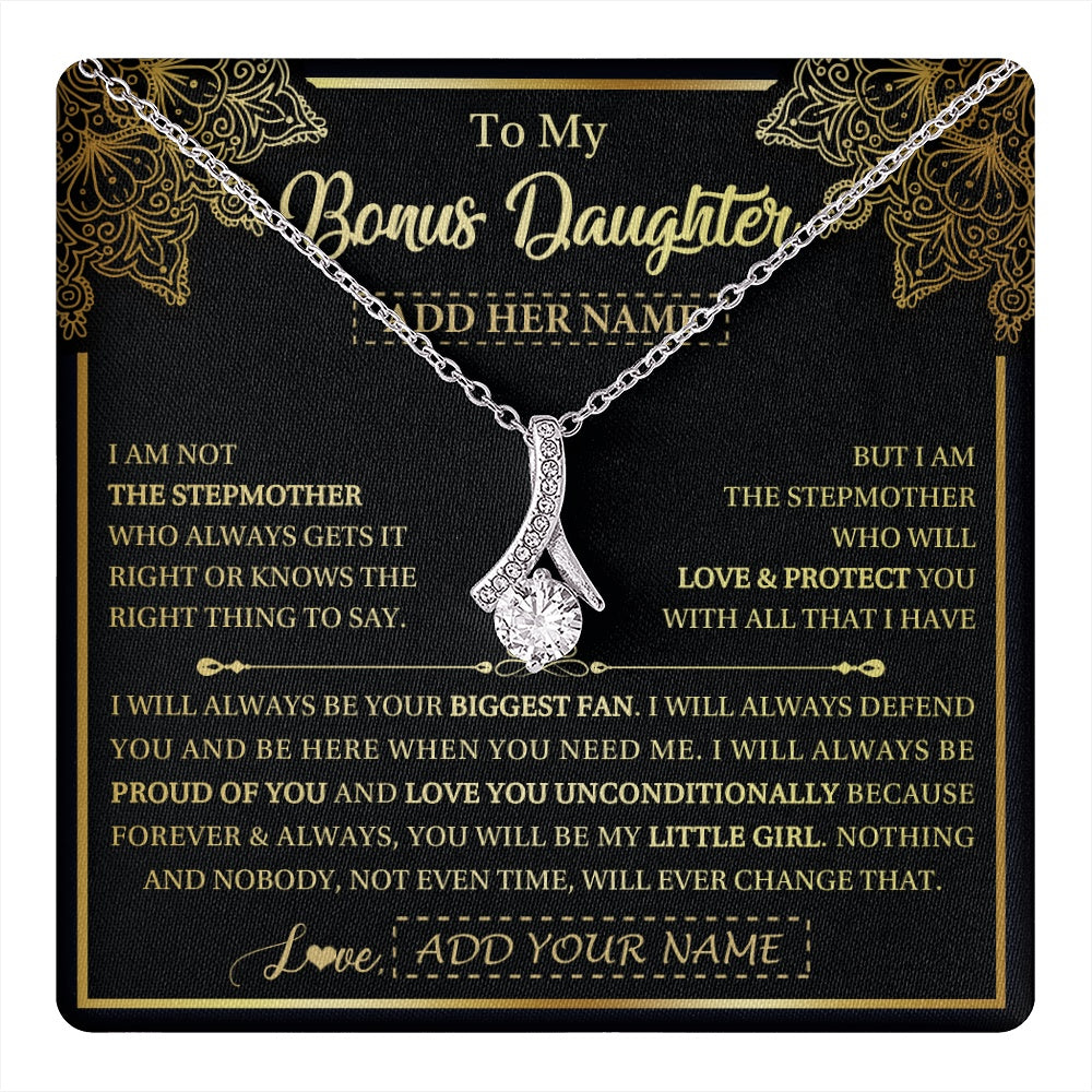 Alluring Beauty Necklace 14K White Gold Finish | 1 | Personalized To My Bonus Daughter Necklace From Stepmom Your Biggest Fan Birthday Gifts For Stepdaughter Gifts Christmas Custom Gift Box Message Card | teecentury.myshopify