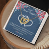 Interlocking Hearts Necklace 18K Yellow Gold Finish | Personalized To My Bonus Daughter Necklace From Stepmother Braver Stronger Smarter Loved Stepdaughter Jewelry Birthday Christmas Customized Message Card | teecentury