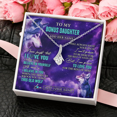 Alluring Beauty Necklace 14K White Gold Finish | 2 | Personalized To My Bonus Daughter Necklace From Stepmother Dad Wolf Never Forget I Love You Stepdaughter Birthday Gifts Christmas Custom Gift Box Message Card Shirt & Hoodie | https://teecentury.