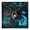 Forever Love Necklace 18K Yellow Gold Finish | 1 | Personalized To My Bonus Daughter Necklace From Stepmother Fairy Silhouette Fantasy Moon Stepdaughter Birthday Christmas Customized Gift Box Message Card | teecentury
