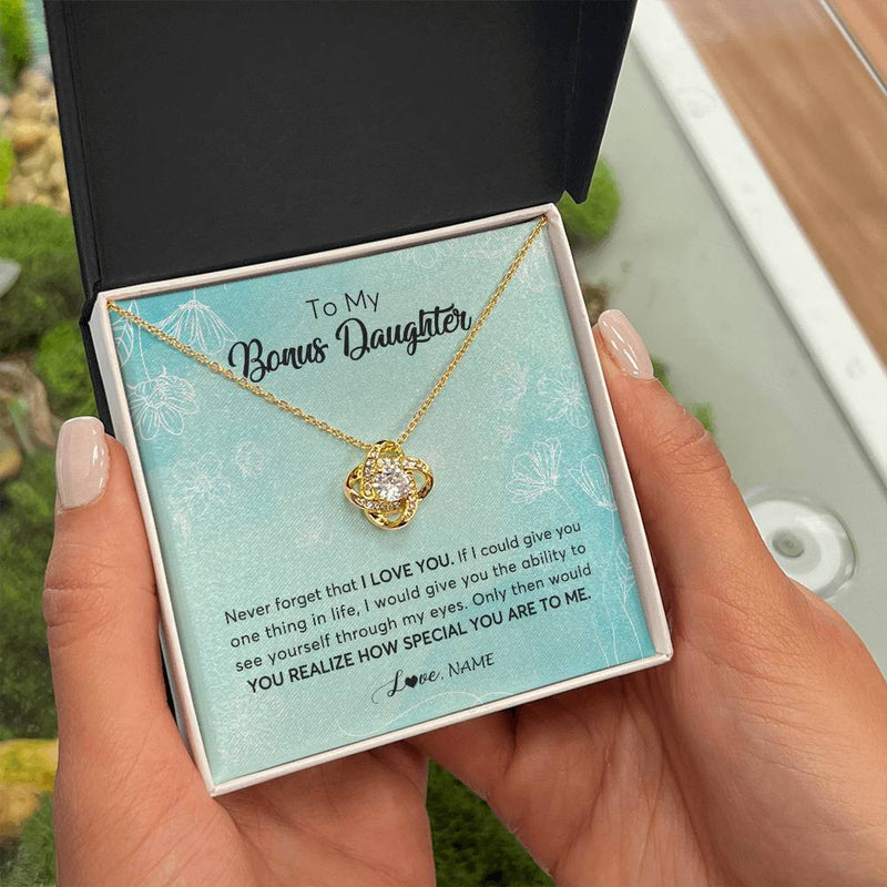 Personalized To My Bonus Daughter Necklace From Stepmother Flower Never Forget I Love You 0112