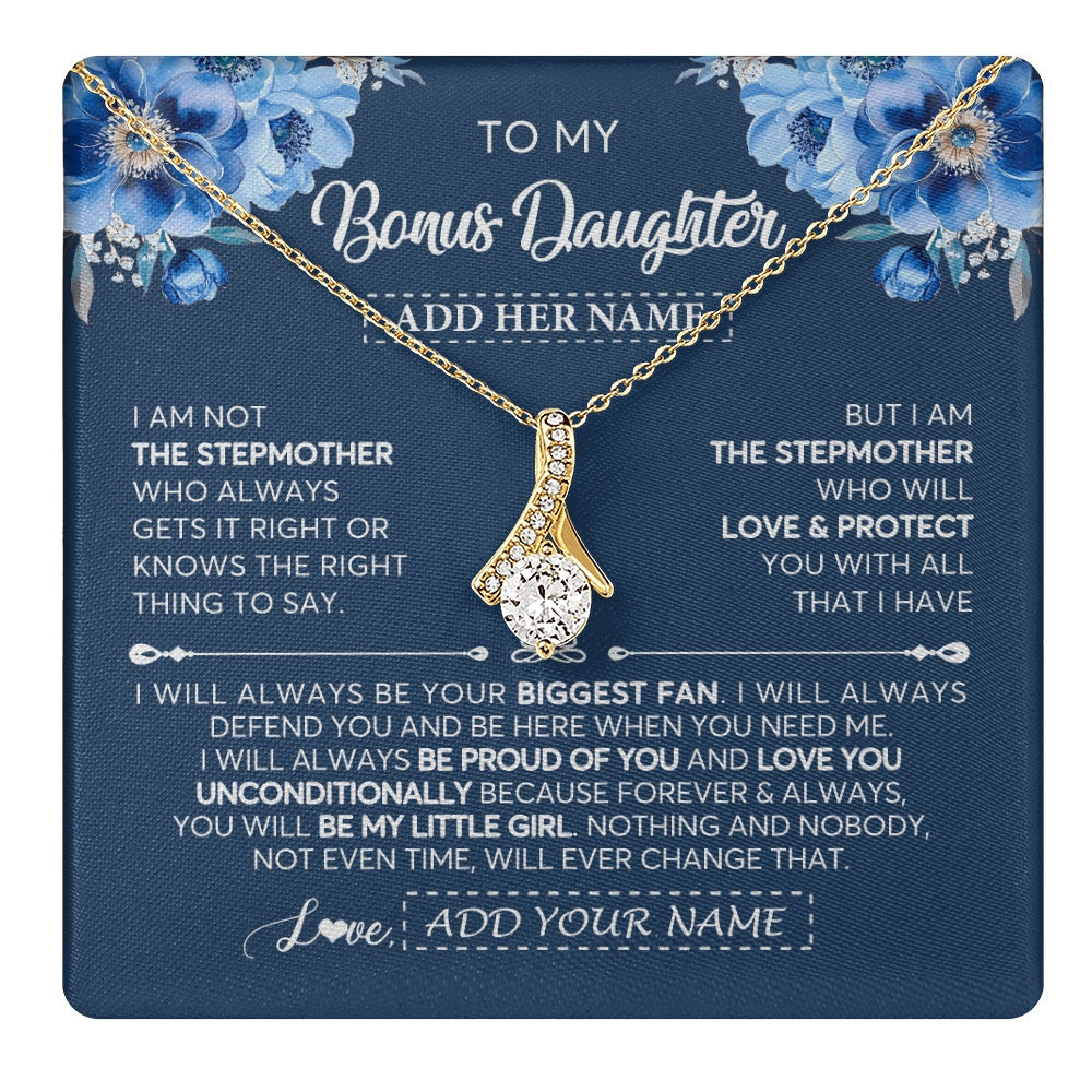 Alluring Beauty Necklace 18K Yellow Gold Finish | 1 | Personalized To My Bonus Daughter Necklace From Stepmother Proud Of You Birthday Gifts For Stepdaughter Jewelry Gifts Christmas Custom Gift Box Message Card | https://teecentury.