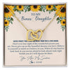 Interlocking Hearts Necklace 18K Yellow Gold Finish | Personalized To My Bonus Daughter Necklace From Stepmother Stepdad Sunflower You Are My Sunshine Stepdaughter Jewelry Birthday Customized Gift Box Message Card | teecentury