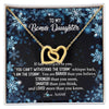 Interlocking Hearts Necklace 18K Yellow Gold Finish | Personalized To My Bonus Daughter Necklace From Stepmother Whisper Back I Am The Storm Stepdaughter Jewelry Birthday Christmas Customized Message Card | teecentury