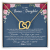 Interlocking Hearts Necklace 18K Yellow Gold Finish | Personalized To My Bonus Daughter Necklace From Stepmother You Are My Greatest Gift Stepdaughter Birthday Customized Jewelry Gift Box Message Card | teecentury