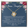 Love Knot Necklace 18K Yellow Gold Finish | Personalized To My Bonus Daughter Necklace From Stepmother You Are My Greatest Gift Stepdaughter Birthday Customized Jewelry Gift Box Message Card | teecentury