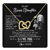 Interlocking Hearts Necklace 18K Yellow Gold Finish | 1 | Personalized To My Bonus Daughter Necklace You Will Never Lose From Stepdad Dad Stepdaughter Birthday Gifts Christmas Customized Gift Box Message Card | teecentury