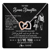 Interlocking Hearts Necklace Stainless Steel & Rose Gold Finish | 1 | Personalized To My Bonus Daughter Necklace You Will Never Lose From Stepmother Stepdaughter Birthday Gifts Graduation Christmas Gift Box Message Card | teecentury