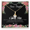 Alluring Beauty Necklace 18K Yellow Gold Finish | Personalized To My Bonus Daughter Necklace from Stepmother Never Forget I Love You Floral Jewelry for Stepdaughter Birthday Christmas Customized Message Card | teecentury