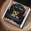 Interlocking Hearts Necklace 18K Yellow Gold Finish | Personalized To My Bonus Daughter Necklace from Stepmother Never Forget I Love You Floral Jewelry for Stepdaughter Birthday Christmas Customized Message Card | teecentury