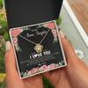 Love Knot Necklace 18K Yellow Gold Finish | Personalized To My Bonus Daughter Necklace from Stepmother Never Forget I Love You Floral Jewelry for Stepdaughter Birthday Christmas Customized Message Card | teecentury