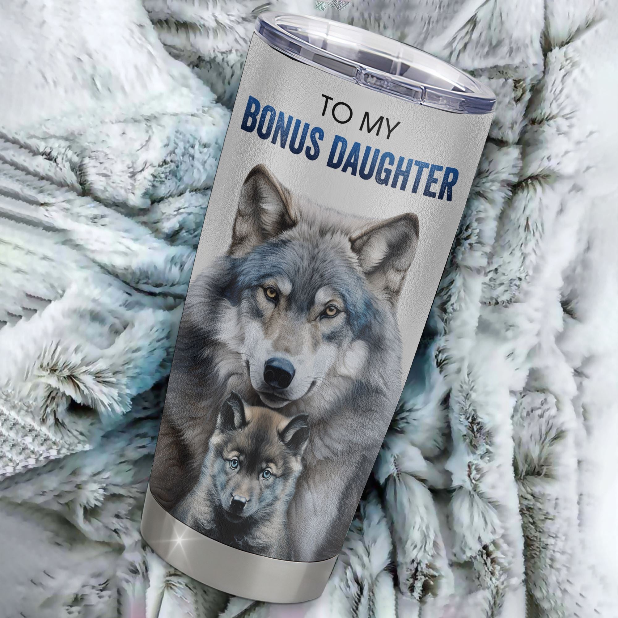 Personalized To My Bonus Daughter Tumbler From Stemom Dad  Stainless Steel Cup I Close My Eyes For But A Moment Wolf Birthday Gifts Graduation Christmas Travel Mug | teecentury