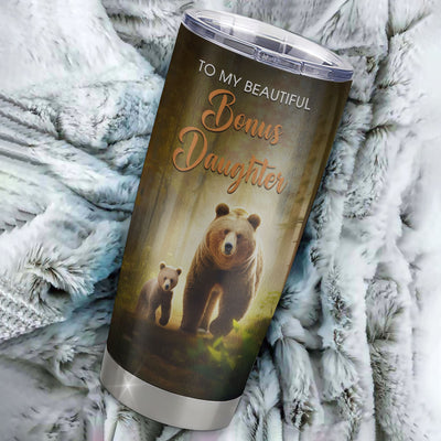 Personalized To My Bonus Daughter Tumbler From Step Mom Dad Stainless Steel Cup Whenever You Feel Bear Stepdaughter Birthday Gifts Graduation Christmas Custom Travel Mug | teecentury