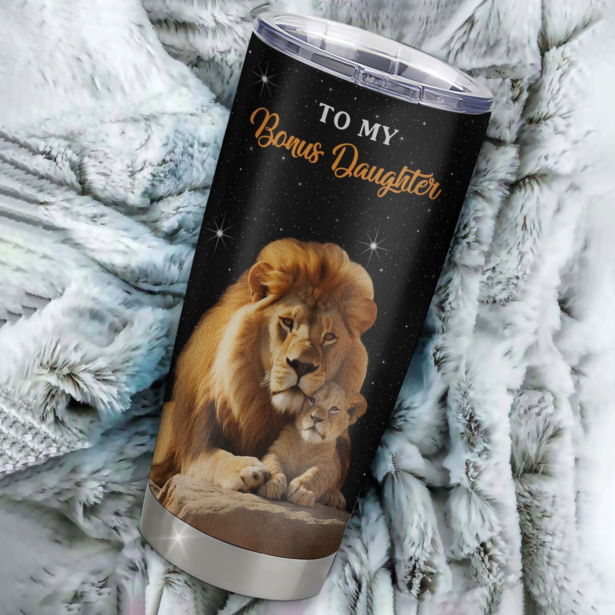 Personalized To My Bonus Daughter Tumbler From Stepdad Live Laugh Love Lion Stepdaughter Birthday Gifts Positive Graduation Christmas Custom Travel Mug | teecentury