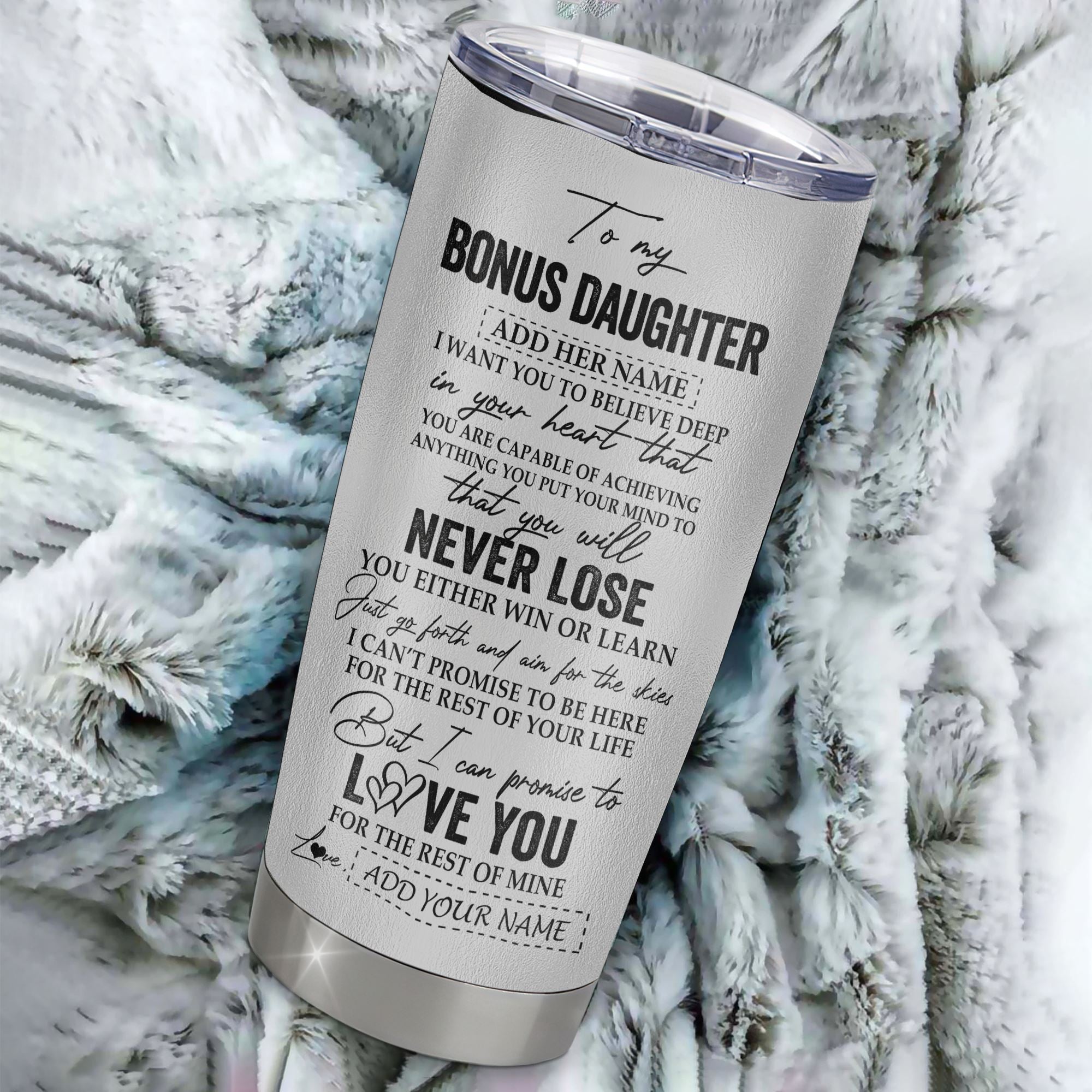 Personalized To My Bonus Daughter Tumbler From Stepdad You Will Never Lose Eagle Stepdaughter Birthday Gifts Graduation Christmas Custom Stainless Steel Cup Travel Mug | teecentury