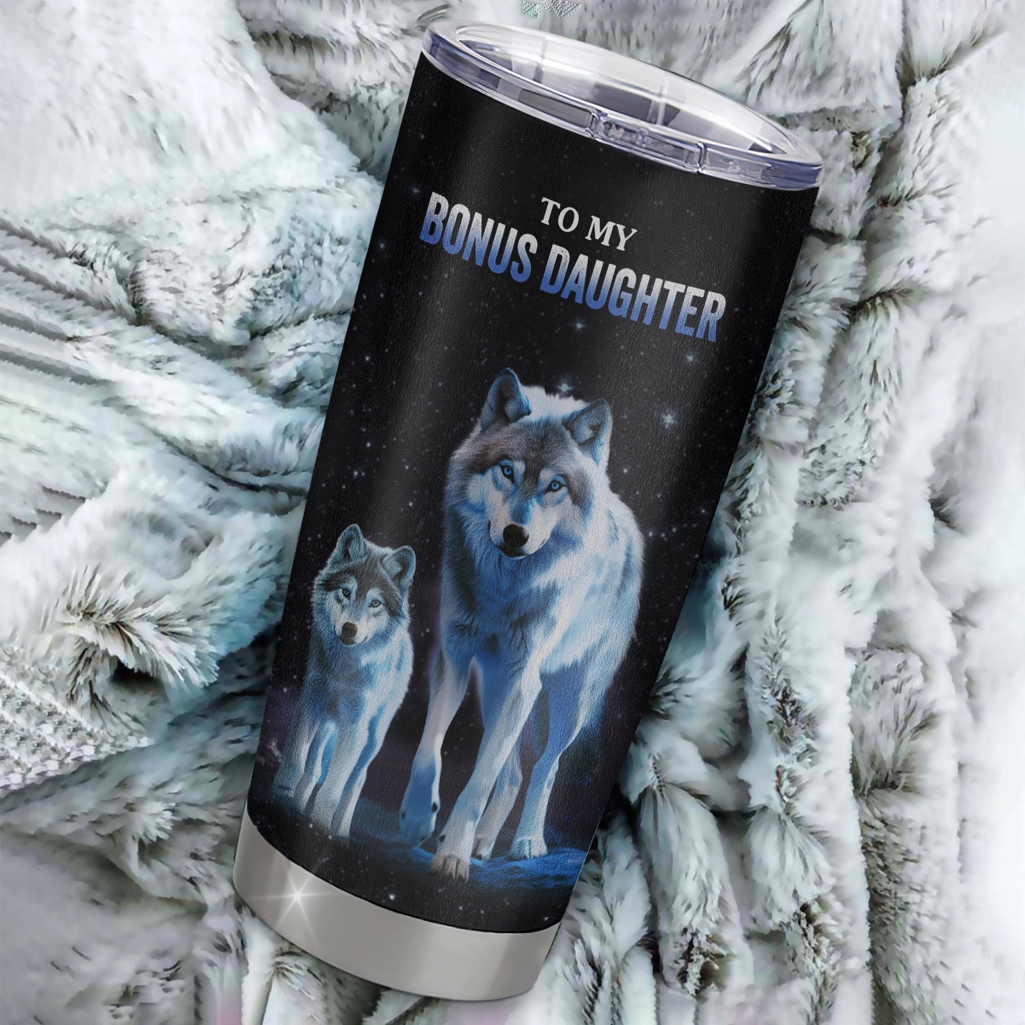 Personalized To My Bonus Daughter Tumbler From Stepmom Dad Stainless Steel Cup Whenever You Feel Wolf Stepdaughter Birthday Gifts Graduation Christmas Custom Travel Mug | teecentury